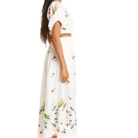NWT $335 FARM RIO Embroidered One Shoulder Cutout Detail Linen Blend Dress- S! - Picture 3 of 7